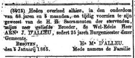 Uit: De Tijd, Noord-Hollandsche Courant d.d. 12 januari 1865